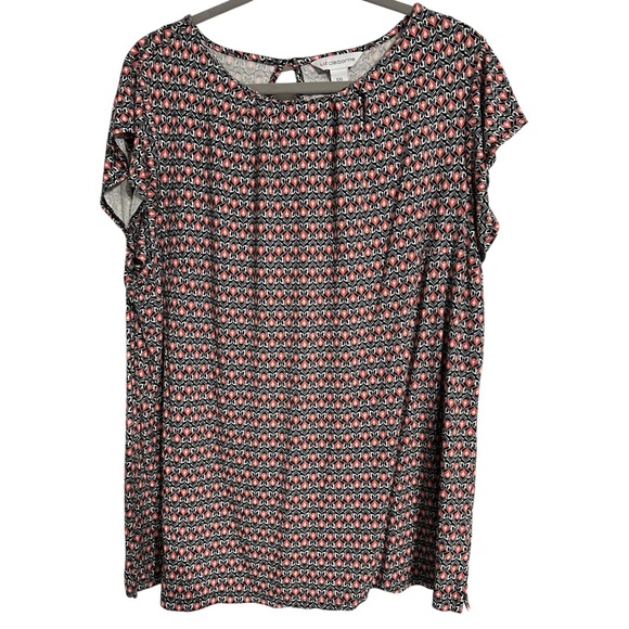Liz Claiborne Black and Red Patterned Blouse - Picture 1 of 5
